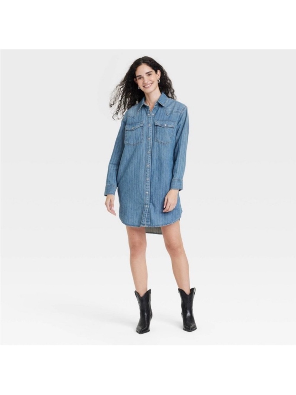 Universal Thread Light Blue Denim Shirt Dress